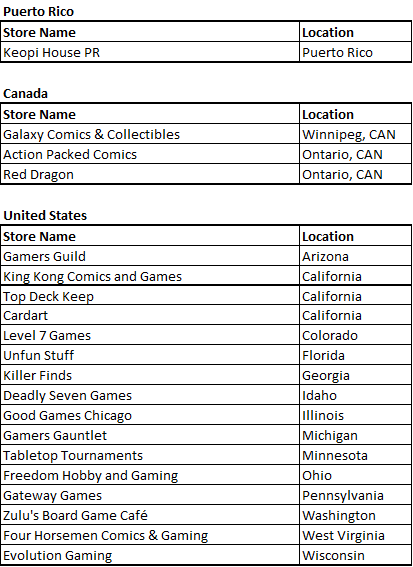 Store Championship Locations